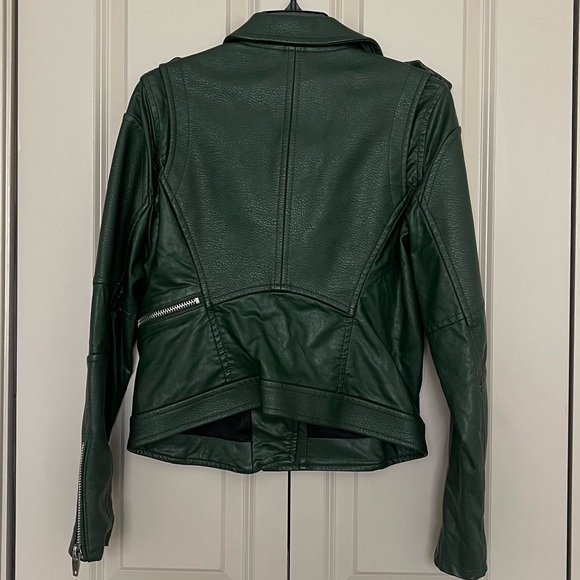 BLANKNYC Easy Rider Faux LeatherMoto Jacket (Dark Green) SMALL - Picture 12 of 14
